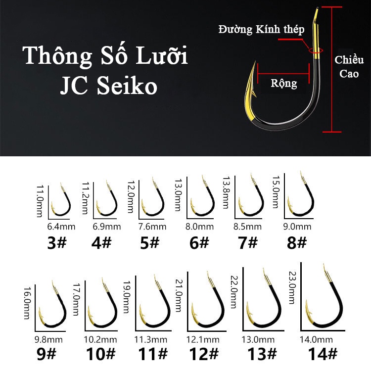 Lưỡi Câu Đài Có Ngạnh JC Seiko - Madein Japan - Siêu Cứng - LC01