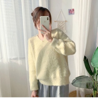 (H131) Áo Len Mỏng Lông Thỏ Cổ V Phong Cách Hàn Quốc ❤️