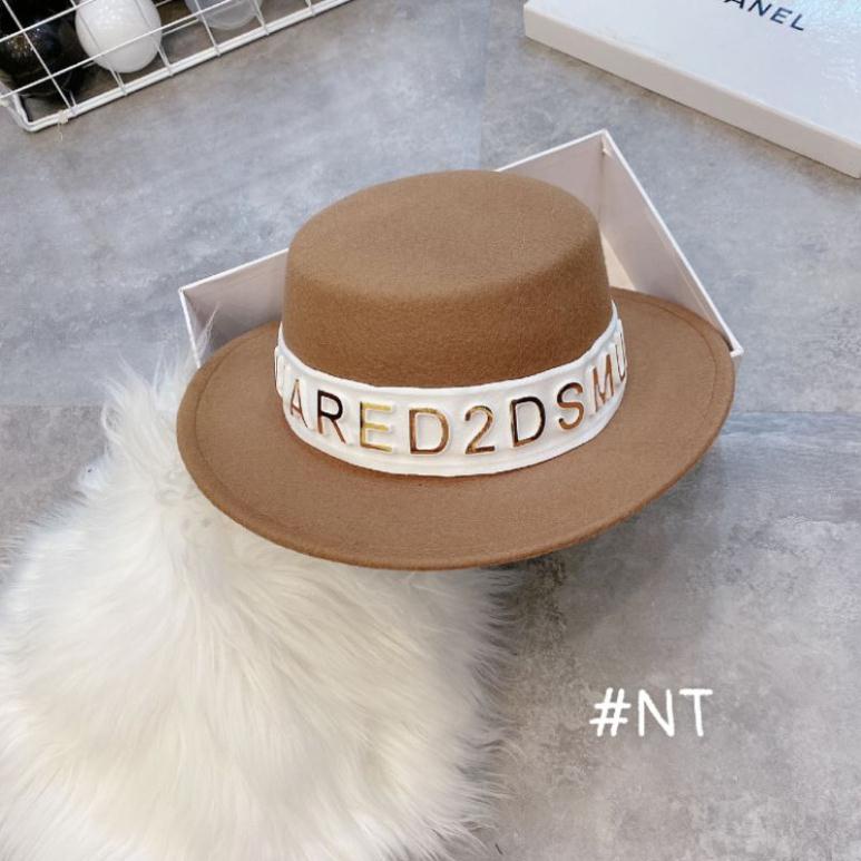 Mũ dạ cao cấp vành nhỏ đai chữ vàng nổi sang chảnh