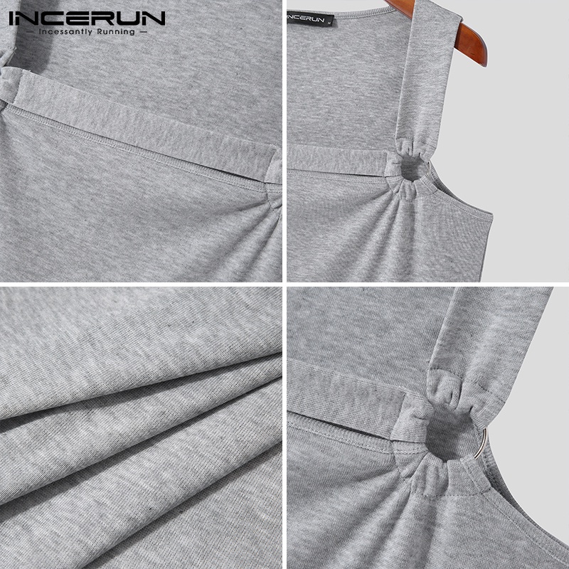 Áo sát nách INCERUN không tay dáng ôm màu trơn thời trang mùa hè cho nam