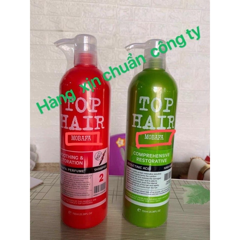 Cặp dầu gội xả Tophair Top Hair Mobafa 750ml phục hồi tóc Tophair Mobafa