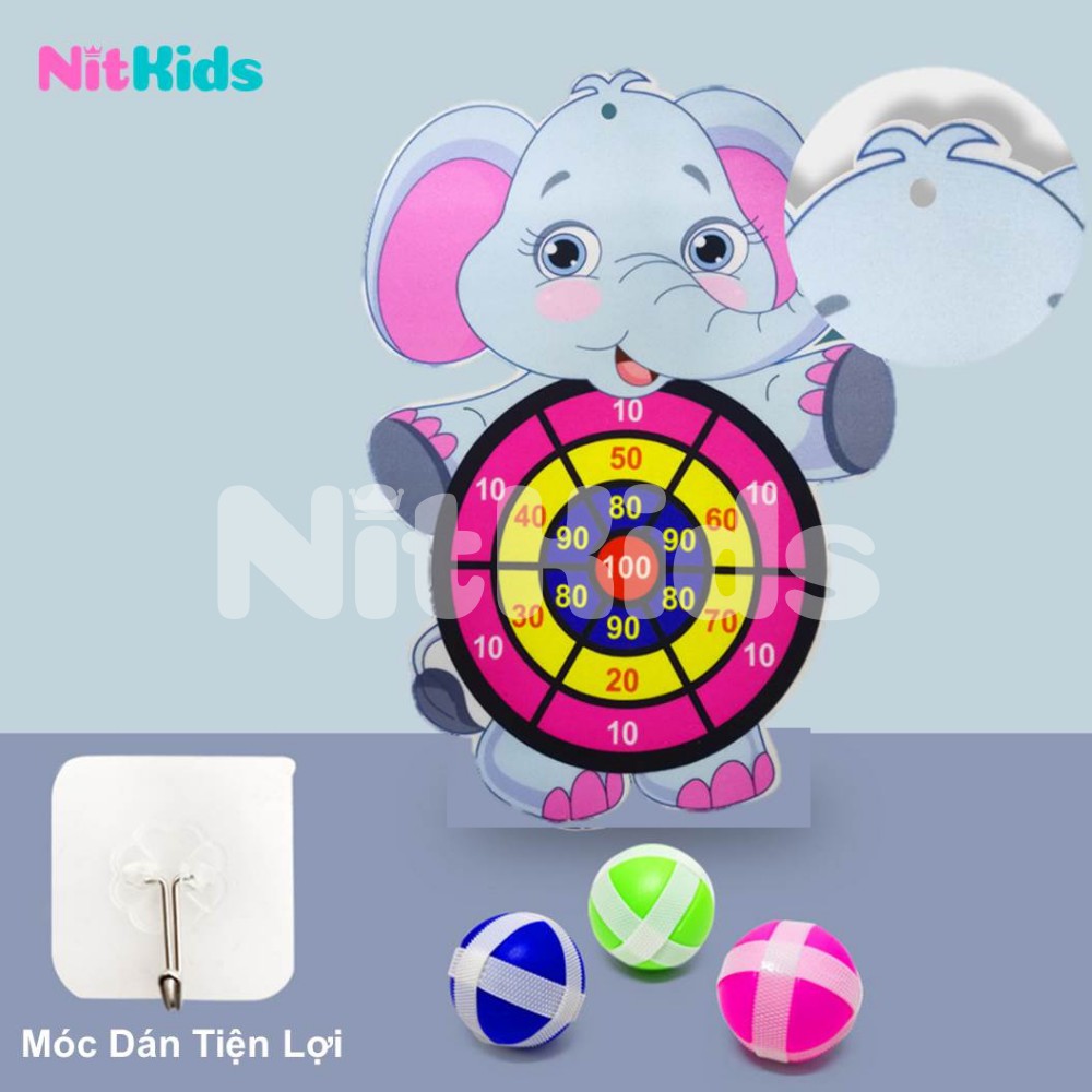 Bảng Ném Bóng Dính, Đồ Chơi Phi Tiêu Nitkids Cho Bé, Hình Con Vật Dễ Thương, Trò Chơi Giải Trí, Vận Động