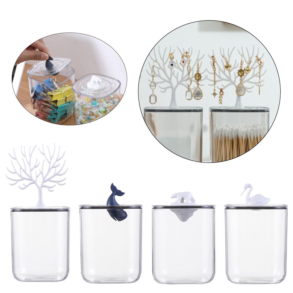 MUVAKO Hộp Đựng Tăm Bông / Bông Ngoáy Tai Bằng Nhựa Trong Suốt Ốp