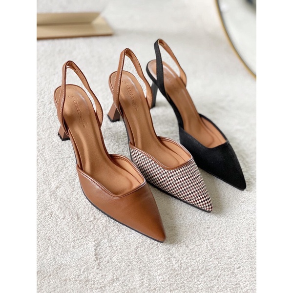 Giày bít mũi nhọn dây hậu(ẢNH THẬT SHOP CHỤP)