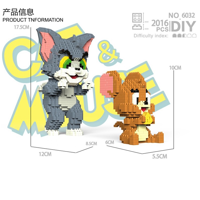 Lp Đồ Chơi Khối Xây Dựng Chuột tom Và jerry mini Hoạt Hình Ma Thuật Làm Quà Tặng Giáo Dục Cho Trẻ Em
