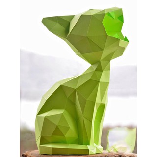 Mô hình giấy động vật decor trang trí phòng Mèo khóc nhè 3D POLYCRAFT