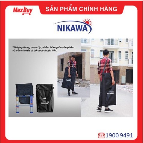 Thang nhôm rút xếp đơn gấp gọn 11 đến 14 bậc 3,2m đến 4,8m nhập khẩu Nhật Nikawa bảo hành 18 tháng NK MAXBUY hỏa tốc HN