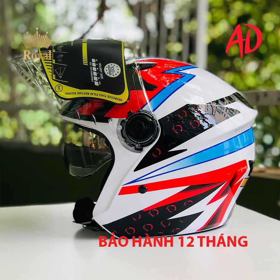 Mũ bảo hiểm 3/4 Royal M268 có 2 kính chính hãng Dragon boy, freeship toàn quốc