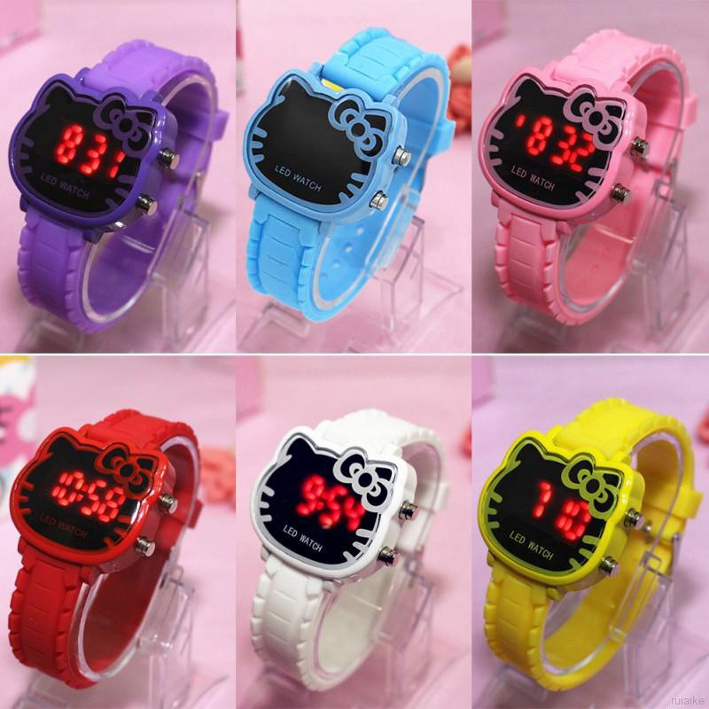 Đồng hồ điện tử đeo tay hình mèo Hello Kitty chống thấm nước