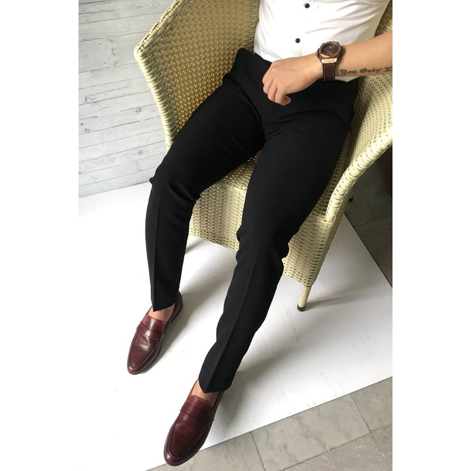 Quần âu đen nam ống côn form chuẩn, chất liệu Kate Hàn hàng cao cấp VNXK [VNXK] | BigBuy360 - bigbuy360.vn