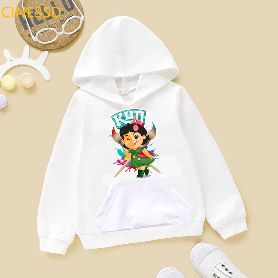 Áo Hoodie nỉ bông in hình gia đình Kun sữa màu trắng cho bé trai bé gái cực yêu