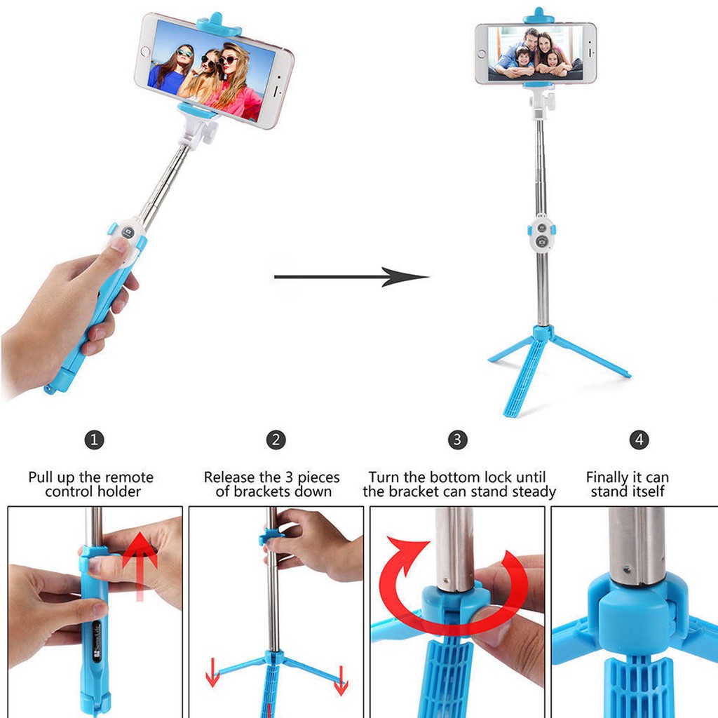 Gậy tự sướng Tripod Selfie Stick ba chân Bluetooth đa năng. | BigBuy360 - bigbuy360.vn