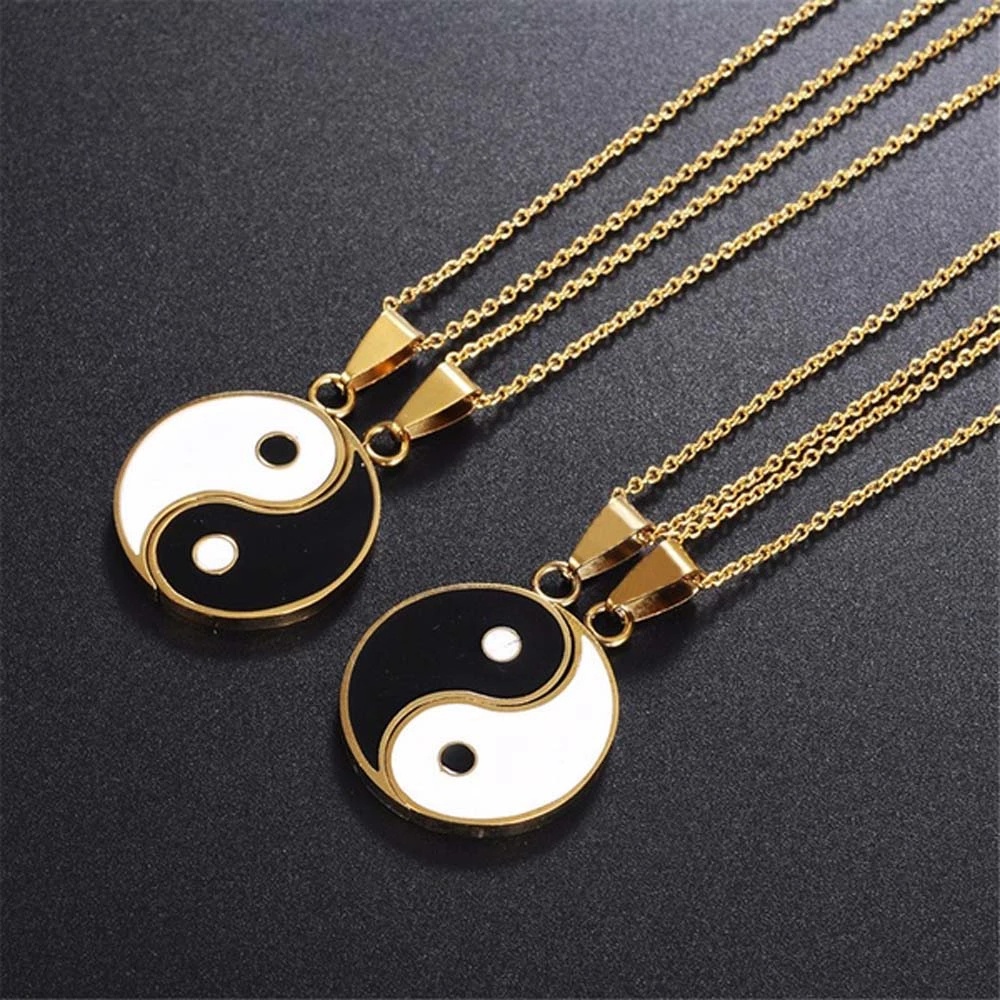 Bộ 2 Vòng cổ Âm Dương / Âm Dương / Âm Dương Độc Đáo Thời Trang Cho Cặp Đôi