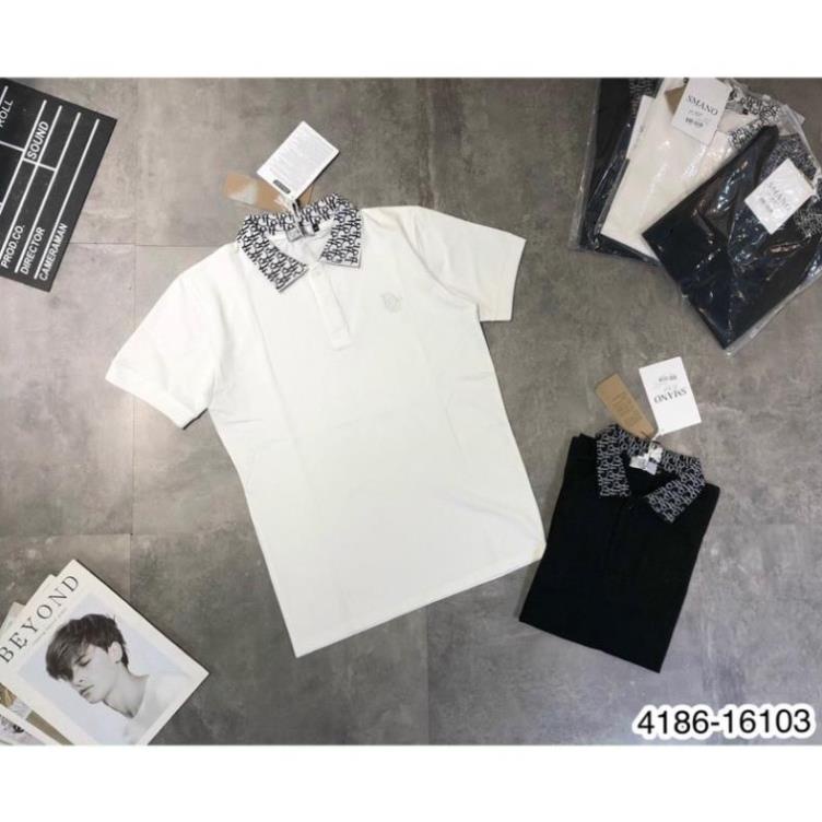 Áo phông nam cổ bẻ phối hoạ tiết ở cổ - Áo polo nam Đi O vải gai Cao Cấp