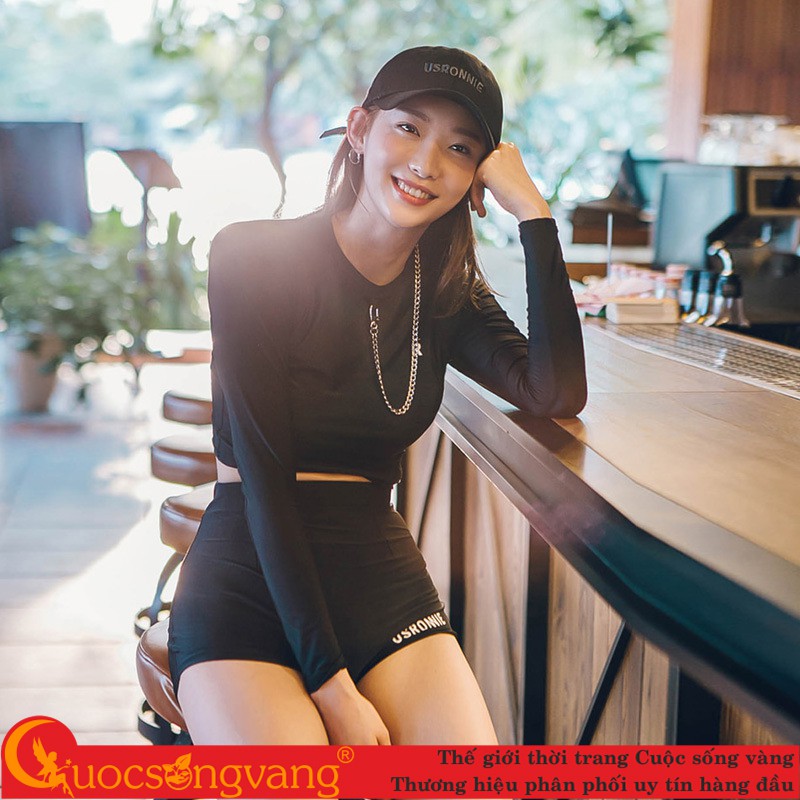 Đồ bơi đi biển nữ dài tay chống gió  đồ bơi hai mảnh kín đáo GLSWIM066 | BigBuy360 - bigbuy360.vn