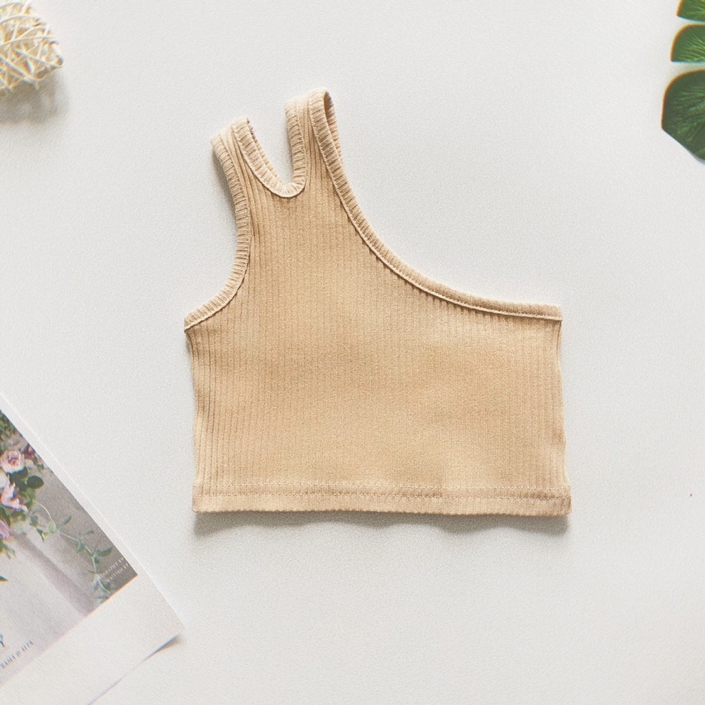 Áo Croptop Sát Nách Chất Liệu Cotton Màu Nhuộm Thời Trang Mùa Hè Cho Bé Gái 2-7 Tuổi