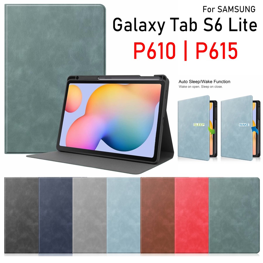 Bao Da Máy Tính Bảng Nắp Lật Có Ngăn Đựng Bút Cho Samsung Galaxy Tab S6 Lite Sm-P610 Sm-P615 10.4 2020
