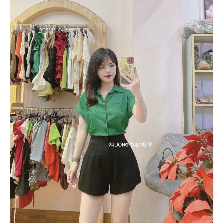 Áo sơ mi tay hến vải đũi lụa siêu mát có nắp túi siêu RẺ