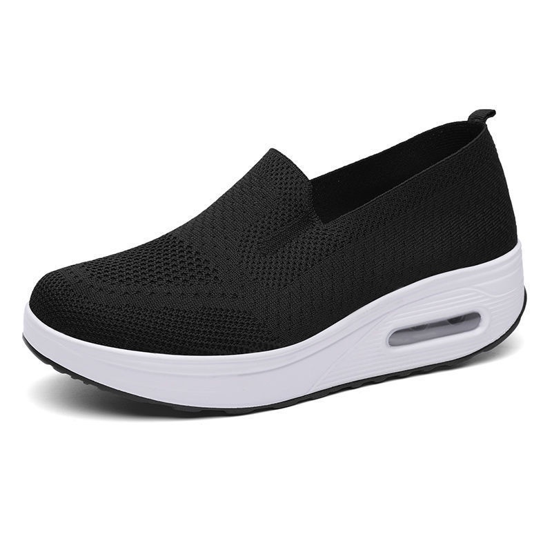 Giày lười nữ đế cao chất liệu vải slip on da kiểu mọi màu trắng độn đế bảo hành 1 năm BN50 TIMAN