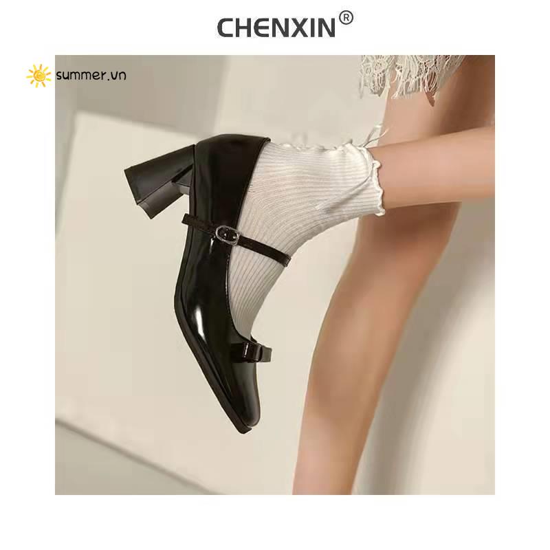 Giày Da Gót Cao Dày Chống Trượt Phong Cách Mary Jane Cổ Điển Thời Trang Mùa Xuân Dành Cho Nữ 2022