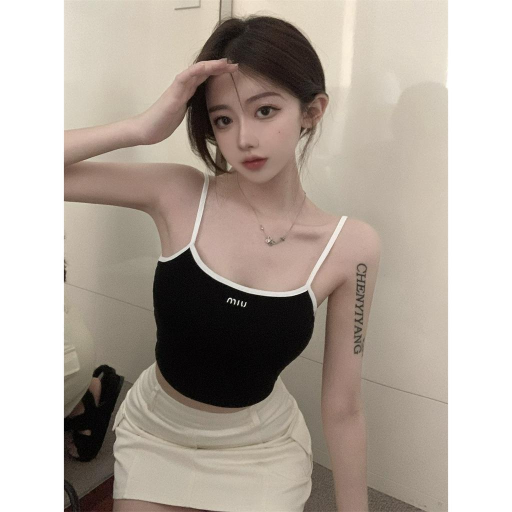 Áo Croptop Hai Dây Dáng Ôm In Chữ Thời Trang Mùa Hè Mới Cho Bạn Gái