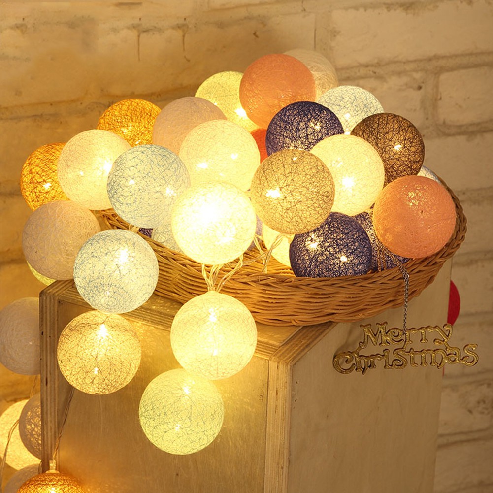 Dây đèn LED 10 bóng cotton dùng trang trí không gian tiệc dài 2m Cho Giáng Sinh