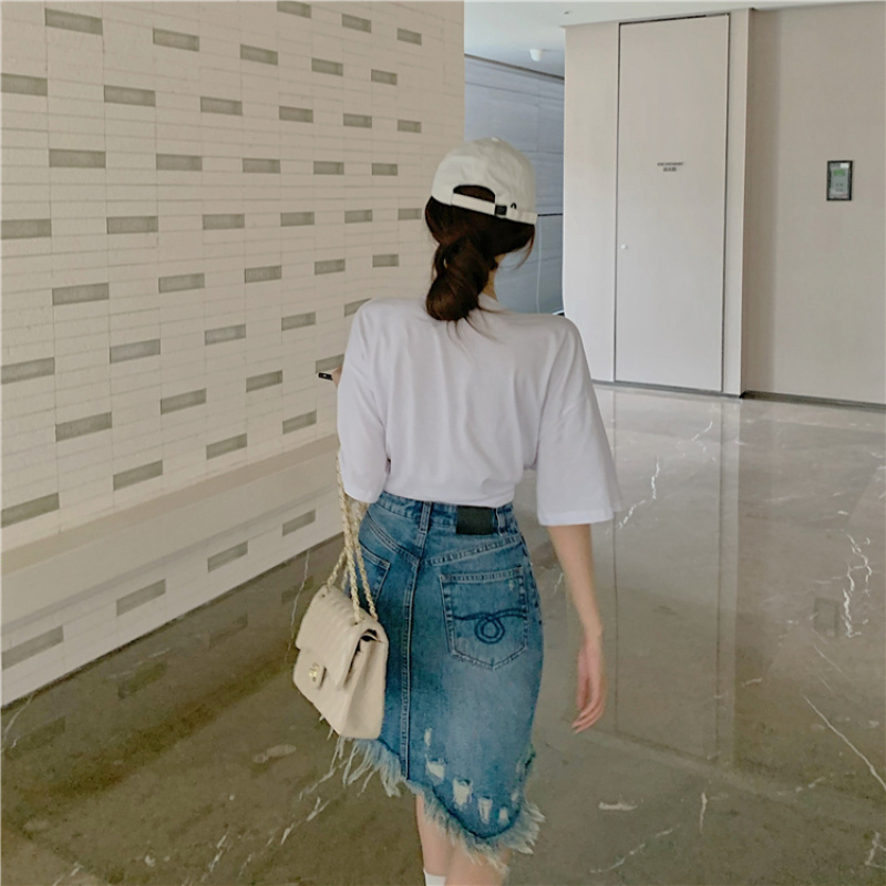 Chân váy jean ngắn thiết kế bất đối xứng thời trang cá tính dành cho nữ