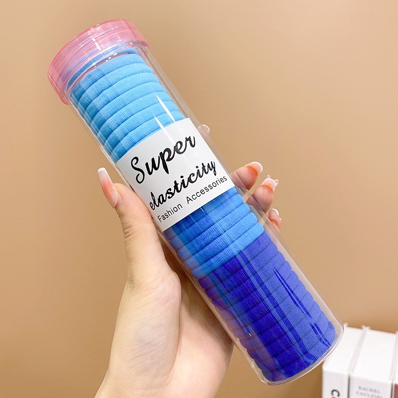 Hộp 30 sợi thun cột tóc nhiều màu sắc siêu dễ thương