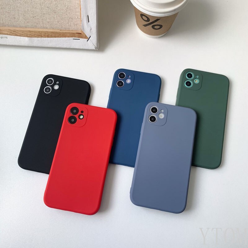 Ốp điện thoại silicon màu trơn đơn giản cho iPhone 13 12 11 pro max x xr se 2020 8 7 6s plus