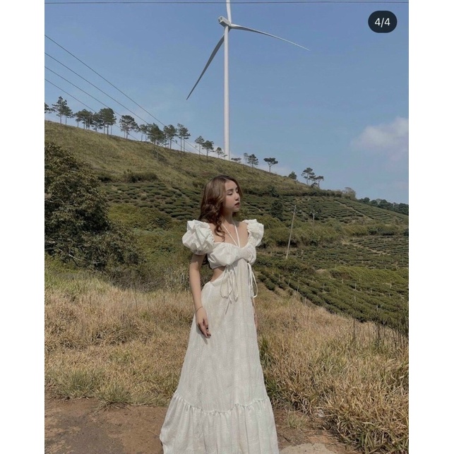 Đầm maxi hở LƯNG VIỀN BÈO