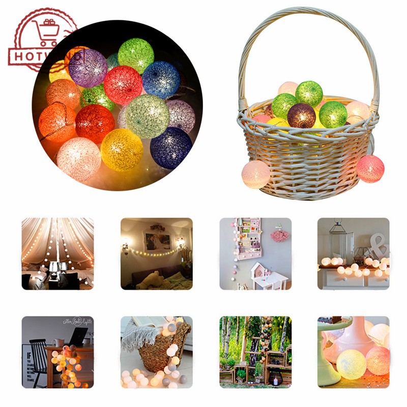 Dây đèn LED trang trí 20 quả bóng cầu mây 3m lung linh dành cho tiệc tùng Cho Giáng Sinh Halloween