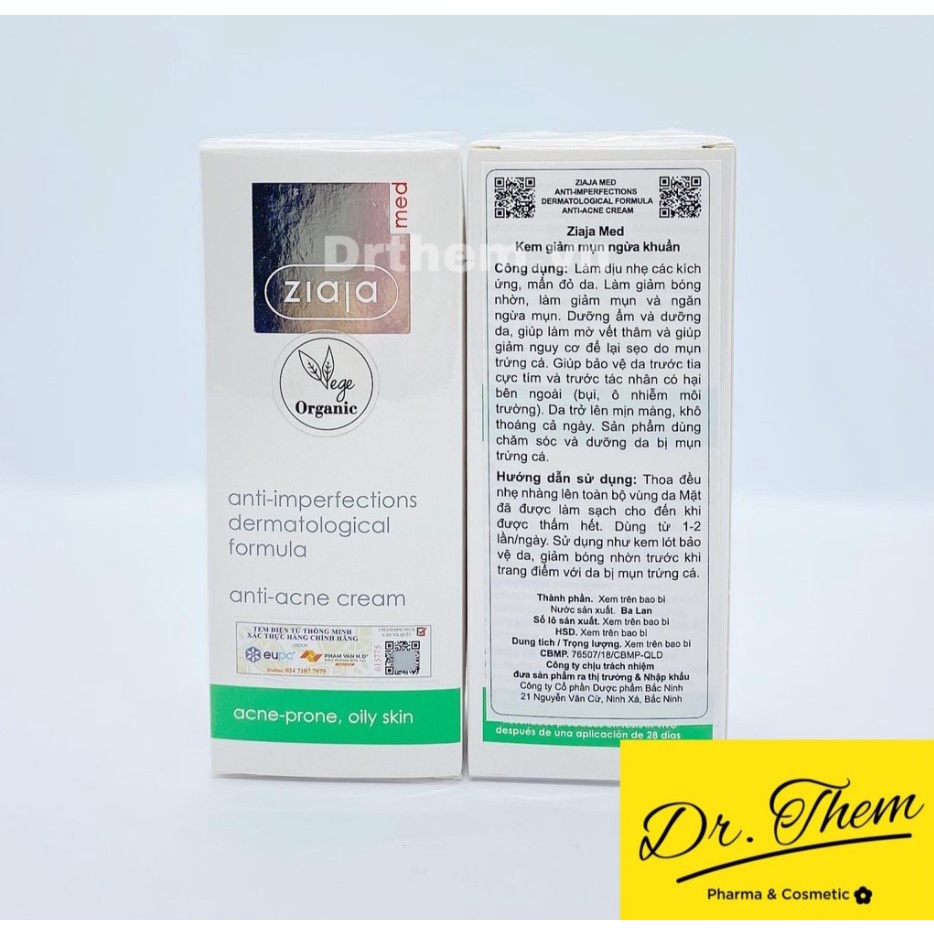 ✅[CHÍNH HÃNG] Ziaja Med Kem Dưỡng Ngừa Mụn Trứng Cá - Giảm Mụn Ngừa Khuẩn Ziaja Med Anti-Imperfections  Acne Cream 50ml