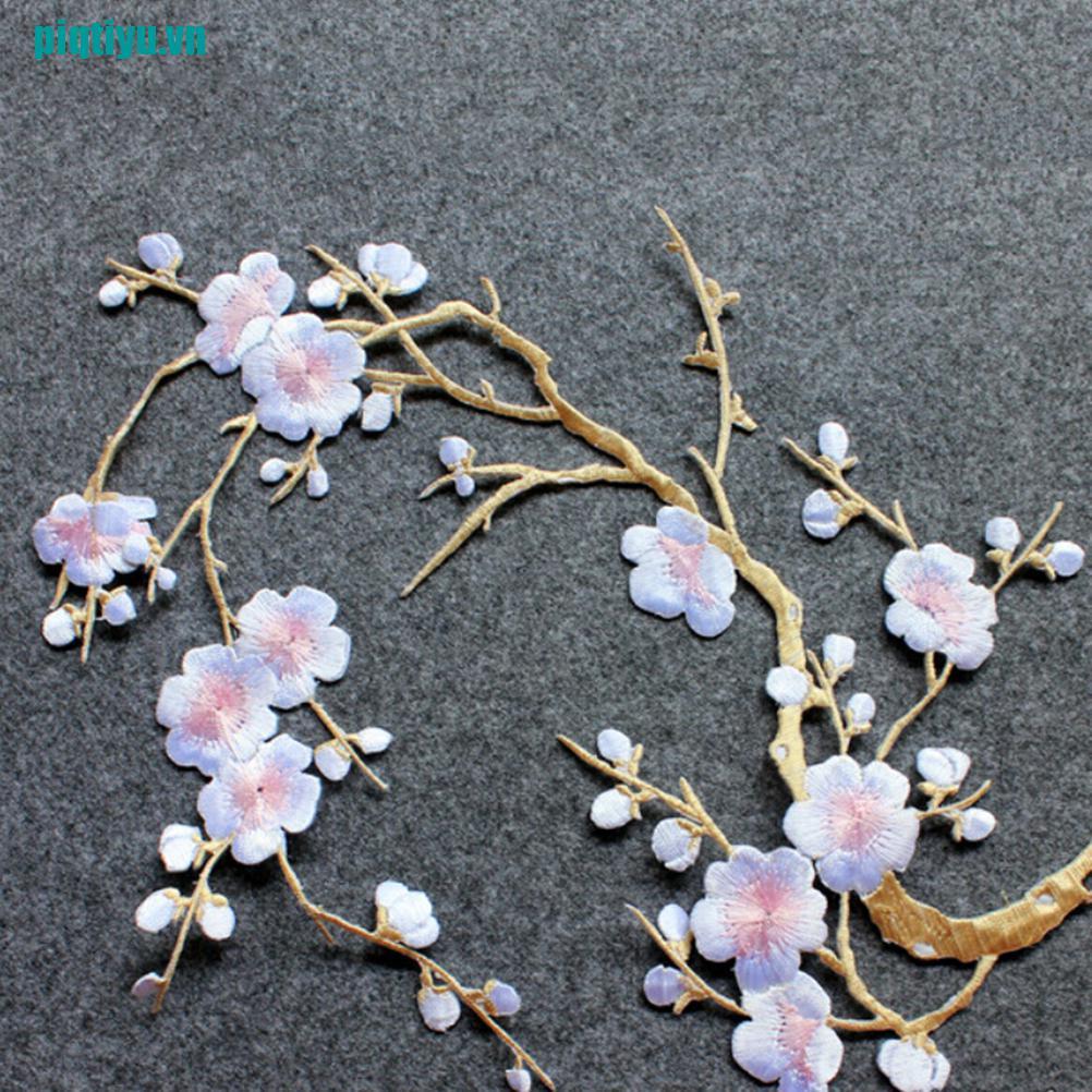 Piyu♪Sticker Ủi Thêu Hình Hoa Mận