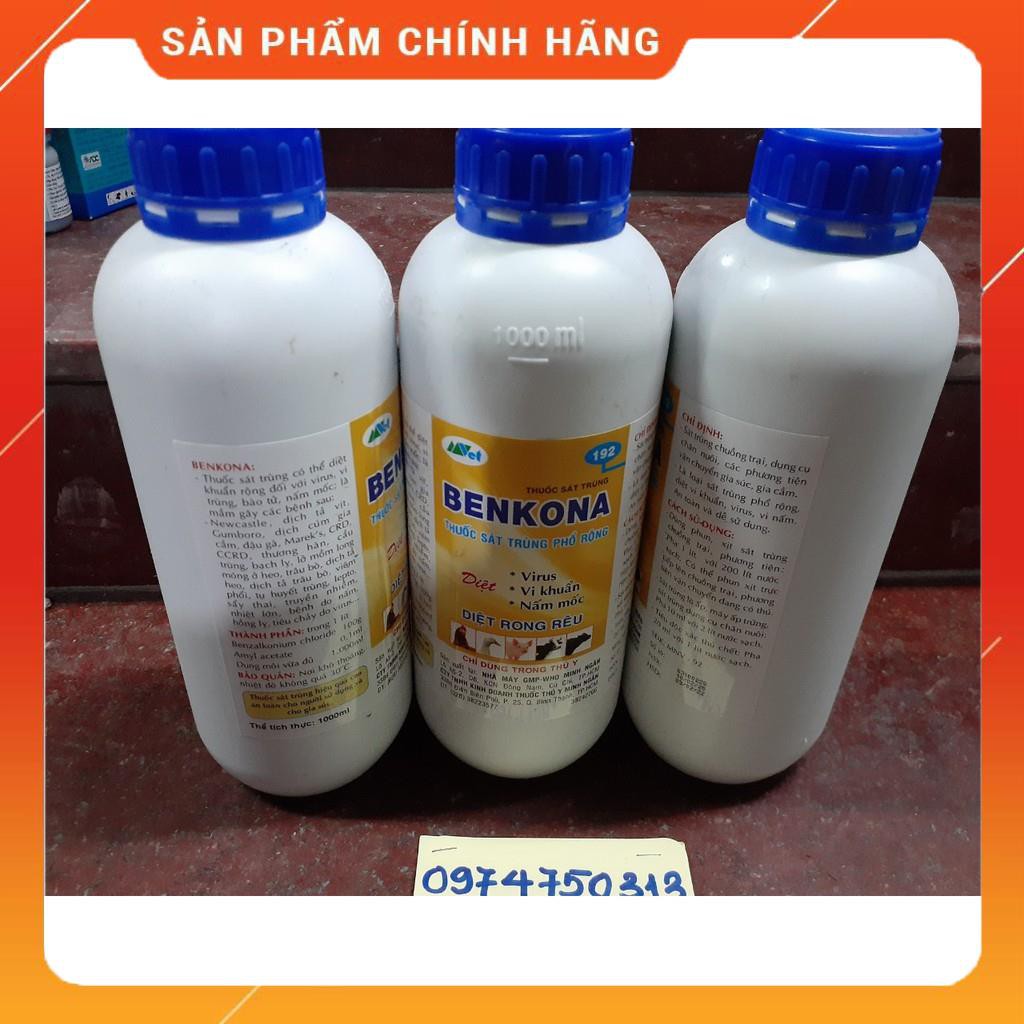 Benkona -Thuốc đặc trị vi khuẩn, vi rút chai 1 lít.
