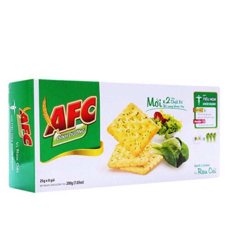 Bánh quy AFC vị Rau cải hộp 200g (8 gói) HSD: 21/7/2021