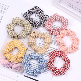 Dây cột tóc Scrunchies vải caro size nhỏ, dây cột tóc vải dễ thương