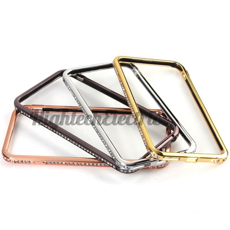 Ốp Điện Thoại Khung Kim Loại Nhôm Đính Đá Lấp Lánh Viền Trước Và Sau Cho iphone6 Plus 5.5 inch iPhone 4S 5S 6 6 Plus