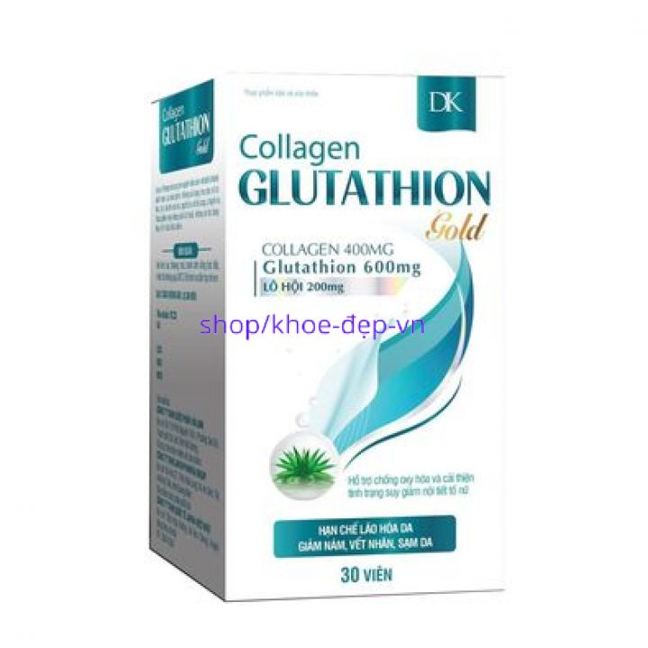 Viên uống trắng da, giảm lão hóa , chống nám tàn nhang Collagen Glutathion hộp trắng 30 viên | Thế Giới Skin Care