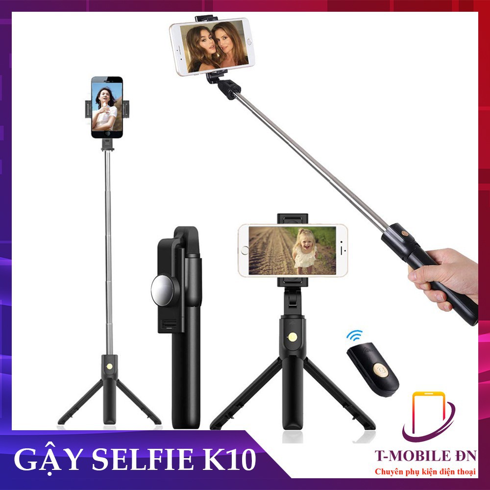 Gậy Chụp Ảnh Bluetooth Kiêm Tripod K10 Cho Điện Thoại, Gậy Chụp Ảnh, Gậy Selfie, Gậy Tự Sướng Xoay 360 Độ