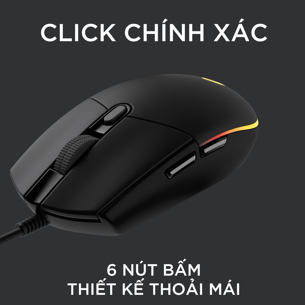 Chuột game có dây Logitech G102 Lightsync - Tùy chỉnh RGB, 6 nút lập trình, nhẹ, 8000 DPI, cảm biến chuyên game