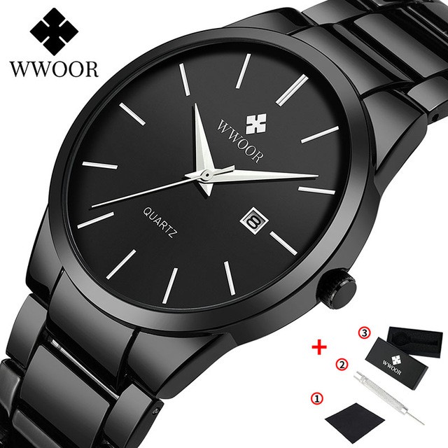 WWOOR Đồng hồ Quartz Analog WWOOR bằng thép không gỉ chống thấm nước kiểu dáng đơn giản dành cho nam 8875 | BigBuy360 - bigbuy360.vn