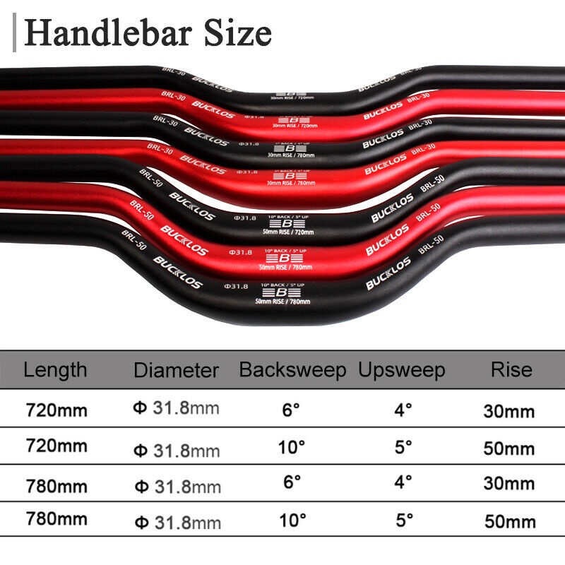 Xe đạp leo núi BUCKLOS Tay lái 31,8mm BMX Nhôm 720 / 780mm Riser Bar Phụ tùng xe đạp