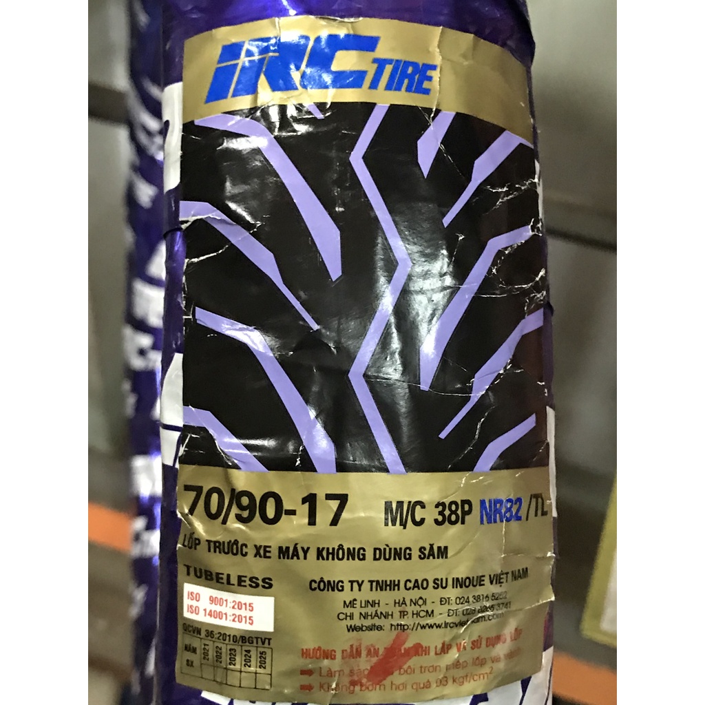 Vỏ Irc 70-80/90/17, 100/70/17 Bánh Trước/Sau Exciter135, Raider, Sirius, Future125 - Không Ruột