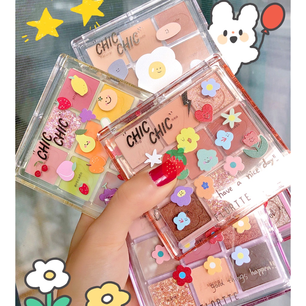 [Hàng mới về] Bảng phấn mắt Flortte 9 màu Chic chú vịt may mắn xinh xắn | BigBuy360 - bigbuy360.vn
