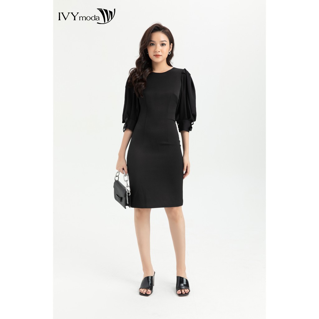 [Mã WABRSALE11 - 10% - ĐH từ 250K]Đầm ôm 2 lớp cổ tròn IVY moda MS 48C5892