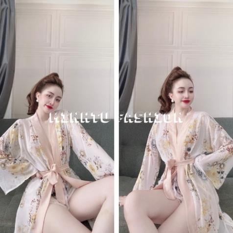 Áo Choàng Ngủ Voan Xuyên Thấu, Áo Choàng Ngủ Kimono Kèm Quần Gợi Cảm Quyến Rủ Cho Nữ. | BigBuy360 - bigbuy360.vn
