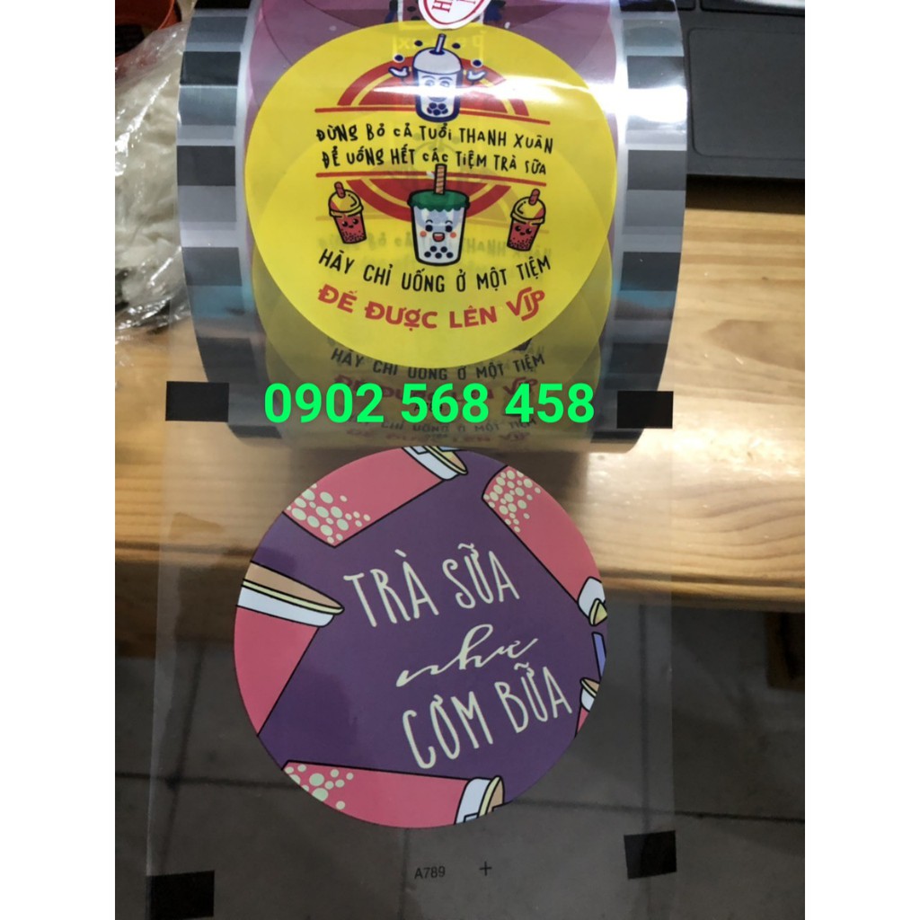 CUỘN MÀNG ÉP LY NHỰA MẪU TRÀ SỮA  TRÀ SỮA 789