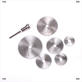 Set 7 Lưỡi Cưa Hình Tròn Bằng Thép Gió Hss Kèm Trục Nối