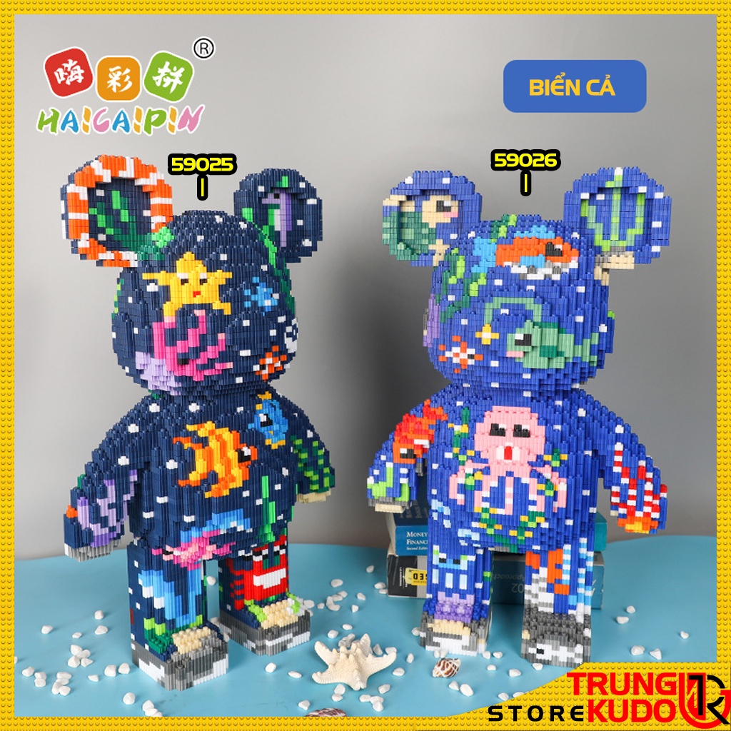 Gấu Bearbrick cỡ lớn hơn 40cm mô hình Bearbrick độc lạ dạng đồ chơi lắp ráp dùng làm quà tặng, đồ decor