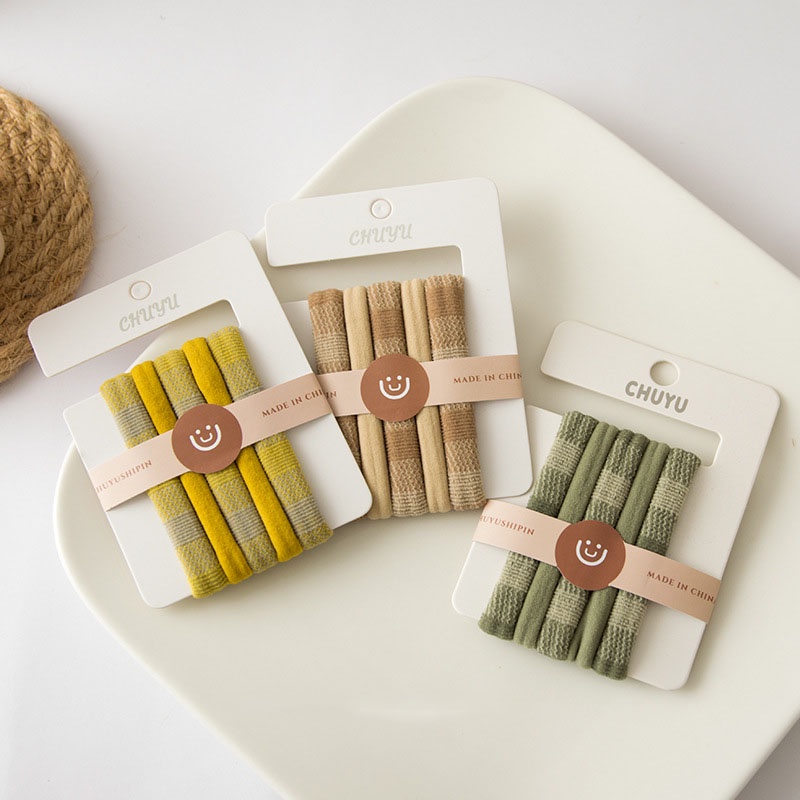 Set 5 cột tóc trơn và caro phong cách cổ điển Hàn Quốc Mua Tất (muatatshop)